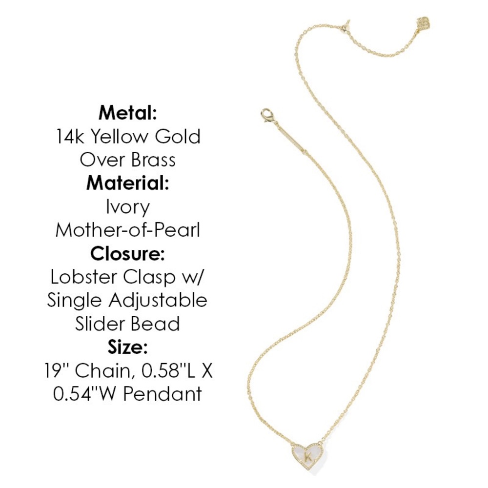 KENDRA SCOTT Ari Heart Letter 𝐊 Gold Short Pendant Necklace - Picture 6 of 10